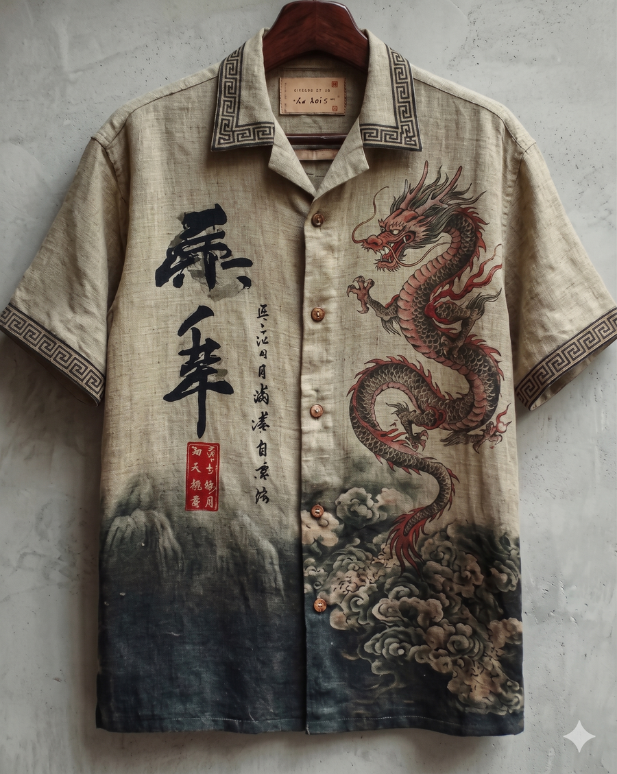 Dynasty Dragon Oriental Premium Graphic Casual Shirt